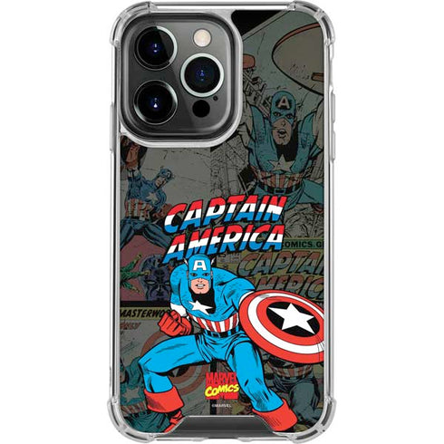 Marvel Classic Comics Captain America Vintage iPhone 14 Pro Clear Case